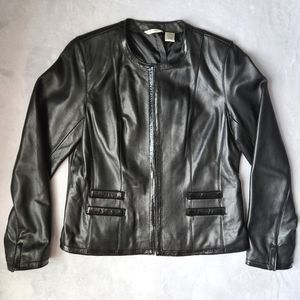 Structured Genuine Leather Fitted Jacket by Laura Ashley, Size Medium